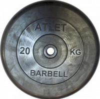 MB BARBELL ATLET MB-Atlet26-20 Диск 26,31,51мм 20 кг, обрезиненный, чёрный
