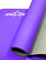 Коврик для йоги FM-201 TPE 173x61x0,6 см, фиолетовый/серый